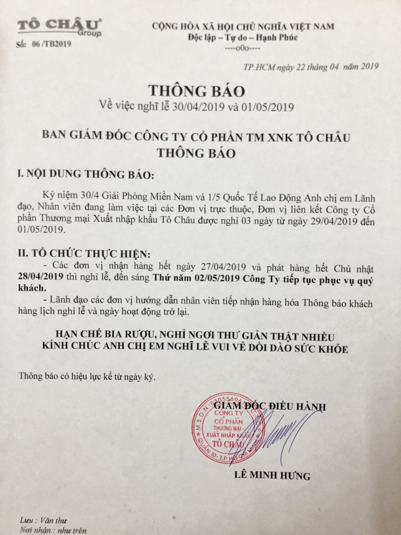 to chau thong bao nghi le 30 04 01 05